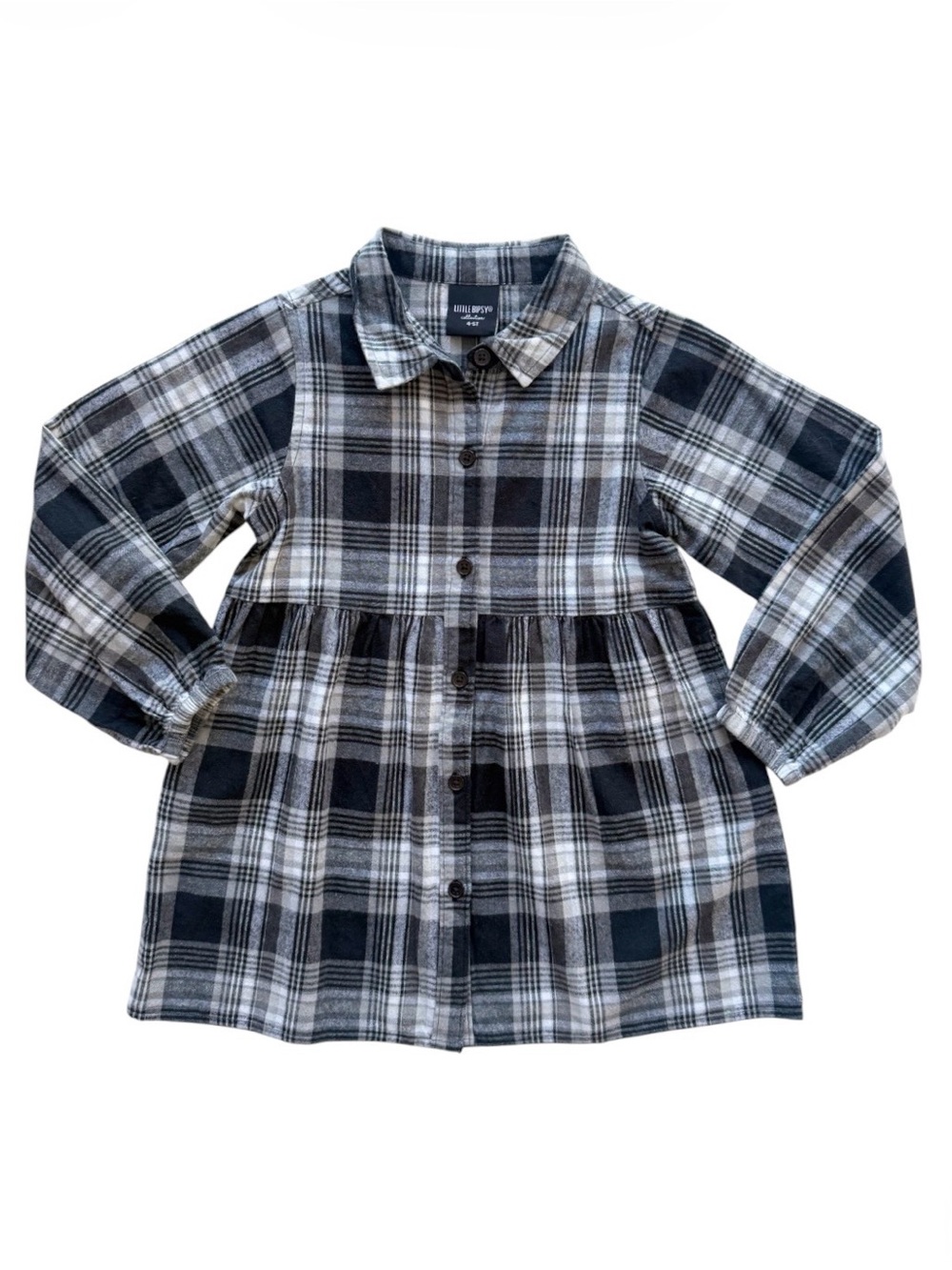 Little Bipsy Plaid Flannel Dress size 4/5T - Black, White and Gray